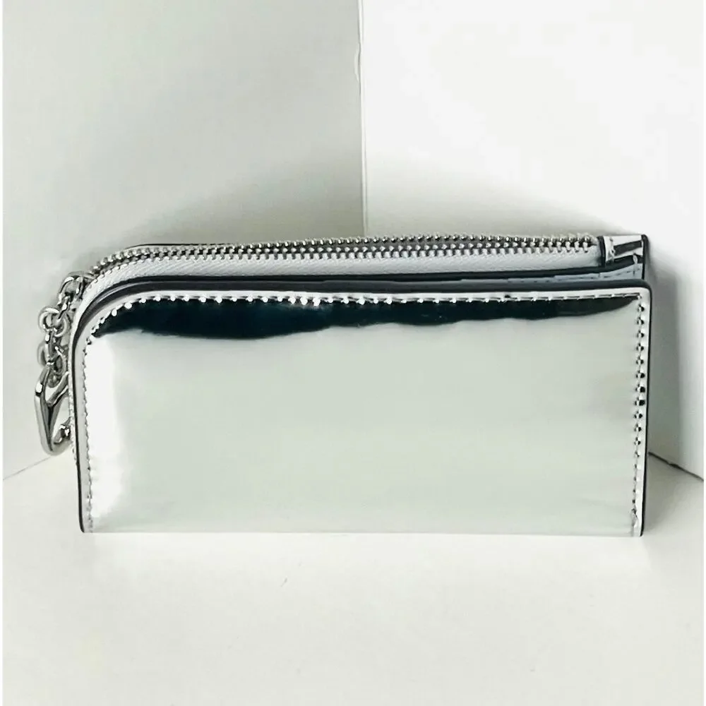 Kate Spade Devin Small Bifold Wallet Silver Patent Leather